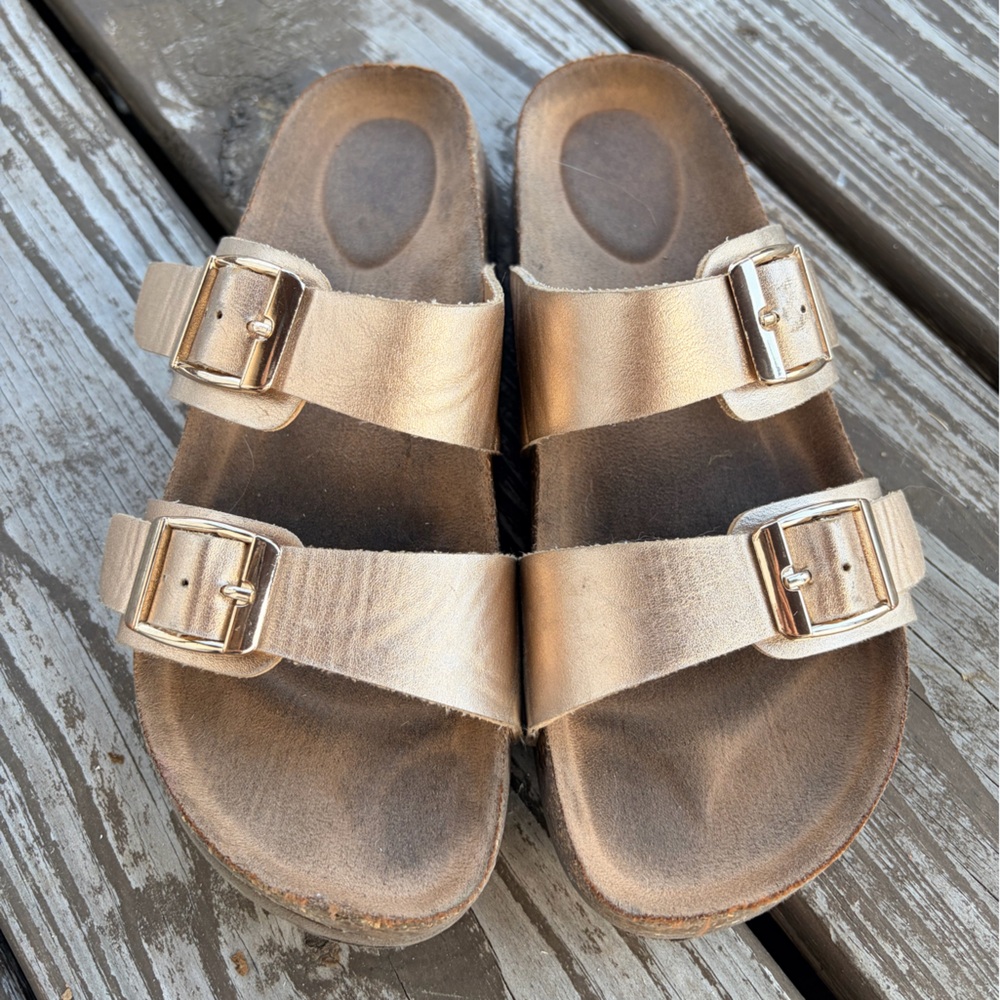 Size 2 Girls rose gold sandals
